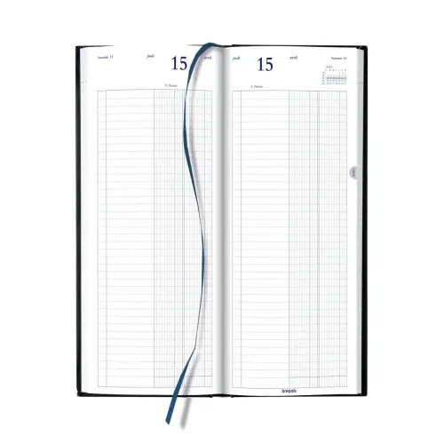 Agenda journalier banque 1 volume - 14,3x32,5 cm - Noir - Janvier à décembre - BREPOLS