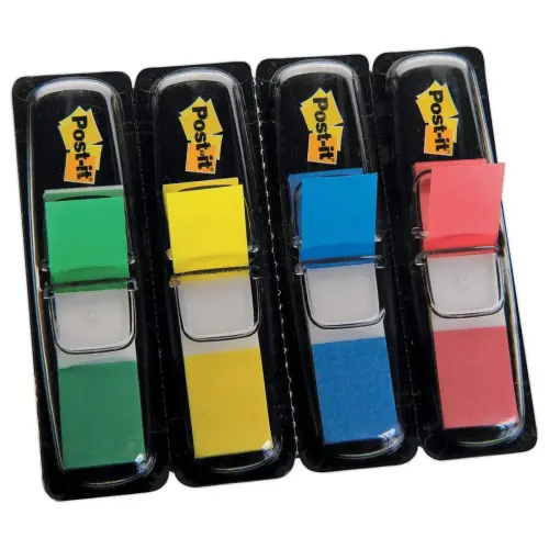 4 Distributeurs de 35 marque-pages repositionnables - 1,2 x 4,4 cm - 3M POST-IT