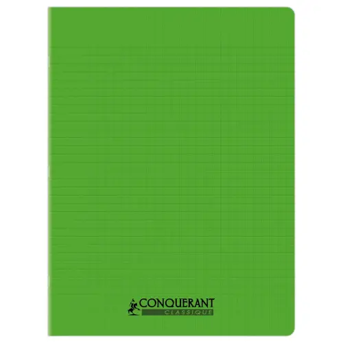 Cahier polypropylène piqûre Seyès - A4+ 90g - 96 pages - Vert - Conquérant