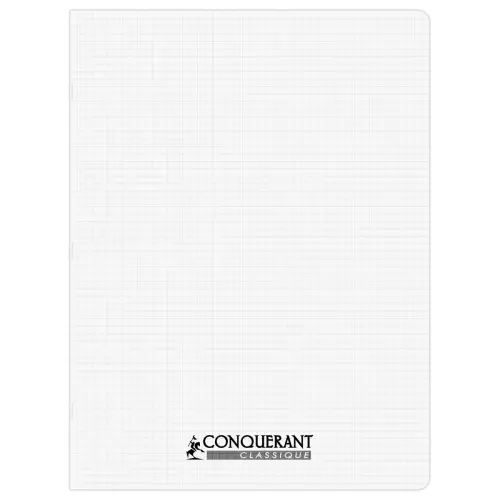 Cahier polypropyl&egrave;ne piq&ucirc;re 5x5 - A4+ 90g - 96 pages - Conqu&eacute;rant 