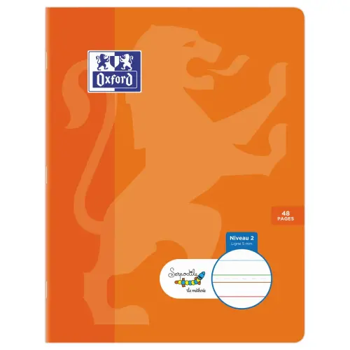 Cahier d'écriture spécial DYS piqûre double ligne 5mm - A5+ - 48 pages - Orange - Oxford
