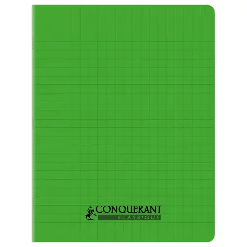 Cahier polypropylène piqûre Seyès - A5+ 90g - 96 pages - Vert - Conquérant