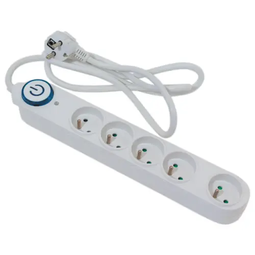 Bloc multiprises 5 prises - C&acirc;ble 1,5 m - Avec interrupteur 