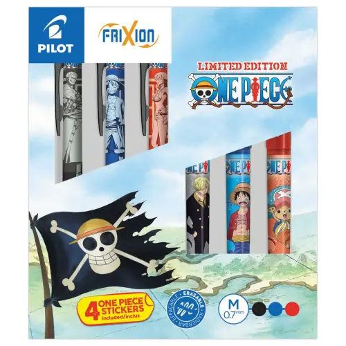 Coffret 3 stylos billes gels Frixion Ball + - Effa&ccedil;ables - Collection One Piece - PILOT 