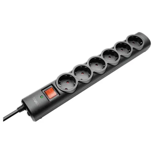 Multiprise 6 ports TRUST - Noir