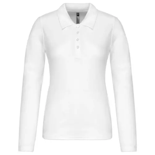 Polo femme - Manches longues - Taille S - Blanc