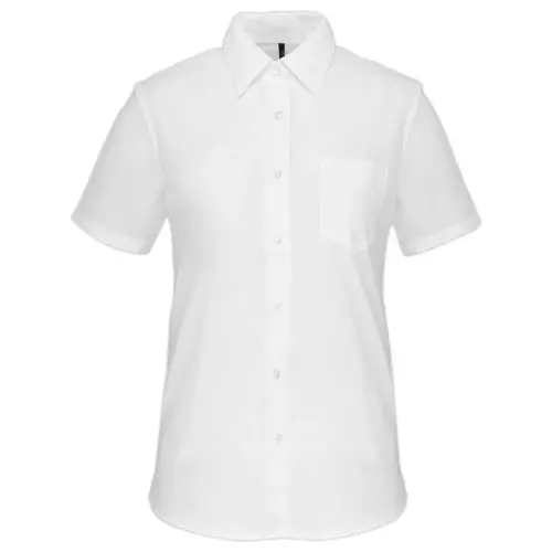 Chemise popeline polycoton femme - Manches courtes - Taille S - Blanc