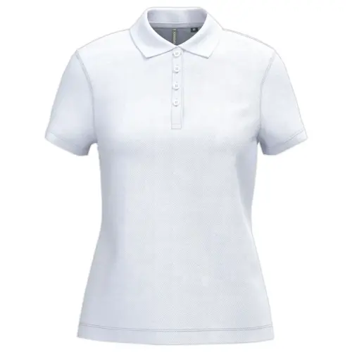 Polo femme - Manches courtes - Taille XL - Blanc 