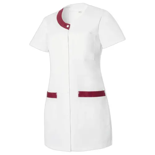 TUNIQUE M&Eacute;DICALE MANCHES COURTES F VALENTINE HASSON&ndash;BLANC BORDEAUX&ndash;T.2 