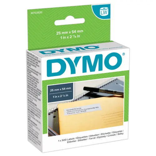 Rouleau de 500 étiquettes blanches d'adressage LabelWriter - 25 x 54 mm - Dymo