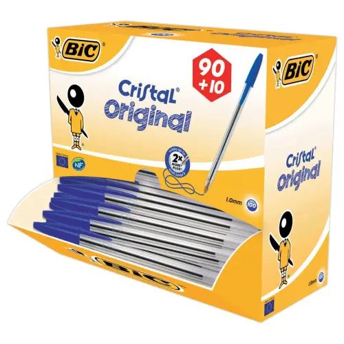 100 Stylos billes Cristal - Bleu - BIC