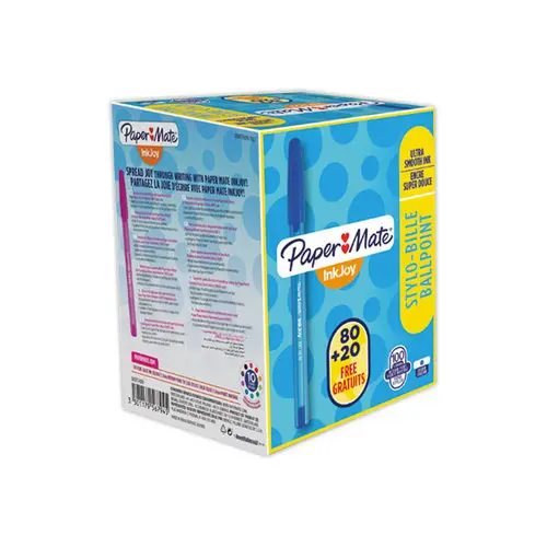 100 Stylos billes Inkjoy - Bleu - PAPERMATE