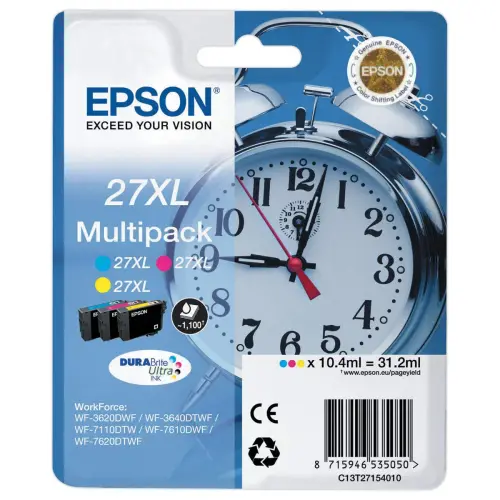 3 Cartouches jet d'encre EPSON T2715 cyan, magenta et jaune 