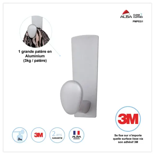 Patère métallique adhésive – Alba