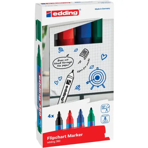 4 Marqueurs permanents 380 pour paperboard - Assortis - EDDING 