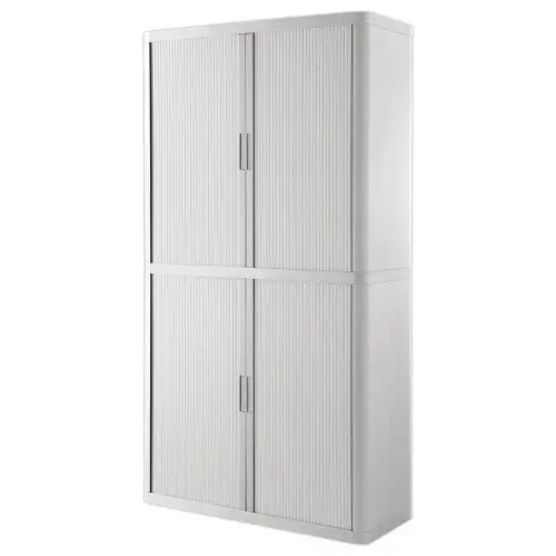 Armoire haute à rideaux blancs Easyoffice - Blanc - PAPERFLOW