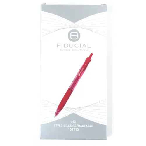 Stylo bille rétractable - Avec grip - Ecriture moyenne - Rouge - FIDUCIAL