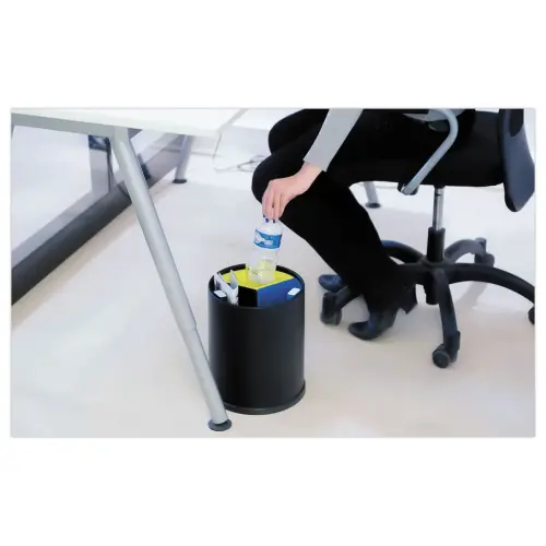 Corbeille tri s&eacute;lectif  - 3 compartiments - 13L - Noir 