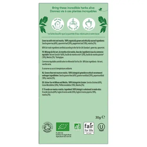 20 Sachets de thé vert - Menthe matcha - Pukka