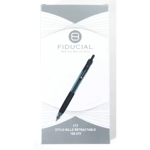 Stylo bille rétractable - Avec grip - Ecriture moyenne - Noir - FIDUCIAL