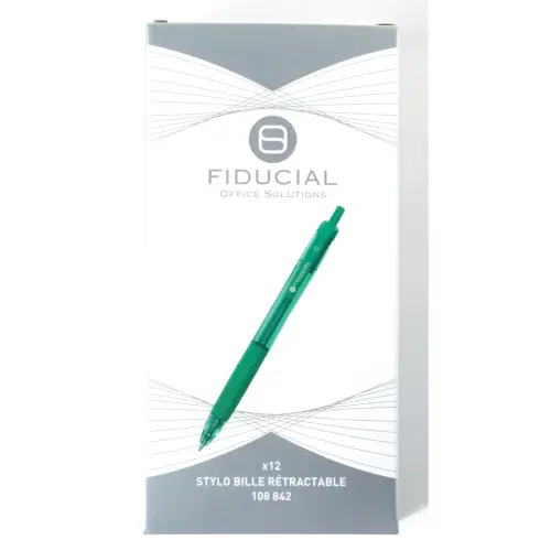 Stylo bille rétractable - Avec grip - Ecriture moyenne - Vert - FIDUCIAL