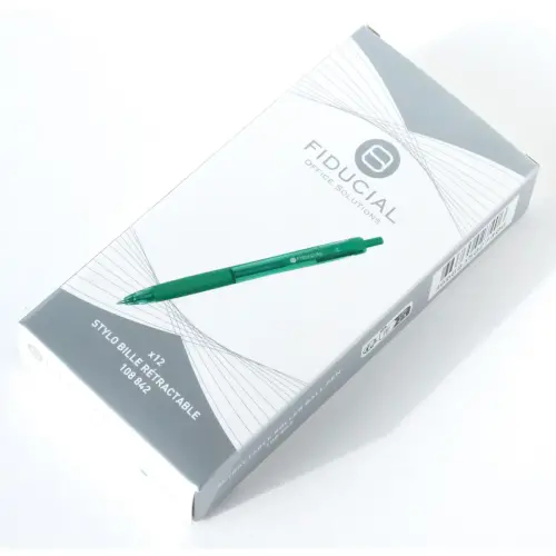 Stylo bille rétractable - Avec grip - Ecriture moyenne - Vert - FIDUCIAL