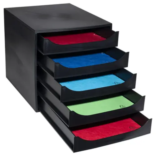 Module de classement Ecobox+ Ecoblack - 5 tiroirs - Noir - EXACOMPTA
