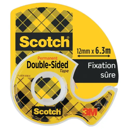 D&eacute;vidoir d'adh&eacute;sif double face - 6 m x 12 mm - SCOTCH 