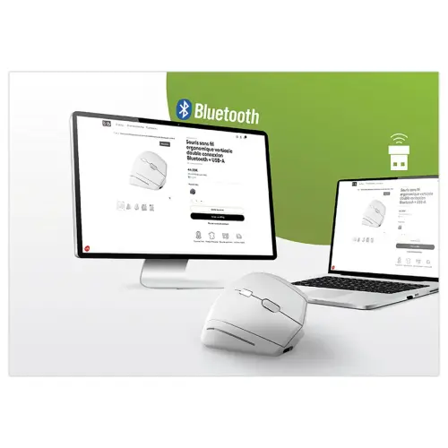 Souris ERGO sans fil - Verticale - Rechargeable - Blanc - T'NB