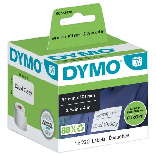 rouleau de 1 000 &eacute;tiquettes blanches DYMO LabelWriter multi-usages - 13 x 25 mm 