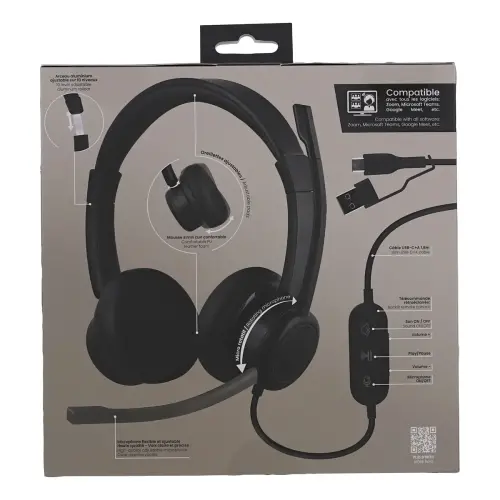 Micro Casque Professionnel ACTIV200S USB-A & USB-C - T'B