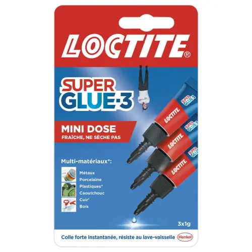 3 Tubes de colle glue extra-forte - Loctite