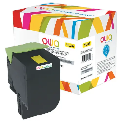 Toner éq. LEXMARK 70C2HYE, LEXMARK 70C2HY0 - Haute capacité - Jaune - OWA