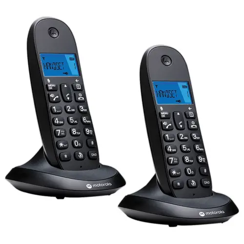 2 Téléphones Fixe Sans FIl C1002CB+ Noir - MOTOROLA