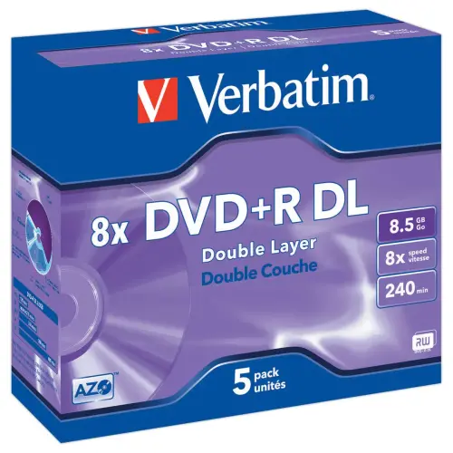 5 DVD+R Double couche VERBATIM 8X 8,5G