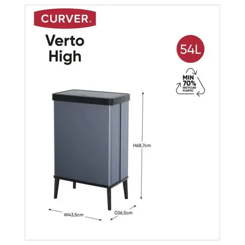 Poubelle verto couvercle push 54l 