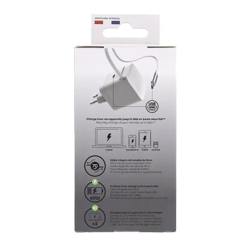 Chargeur GAN 3 USB 65W + câble