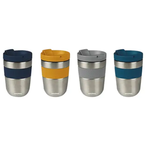 Mug isotherme coloré double paroi en inox 25cl coloris assortis
