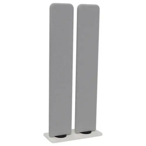 Double cloison acoustique rotative tissu gris pied