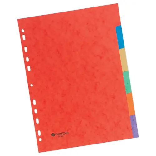 Jeu d'intercalaires - Carte lustrée 3/10e pour A4 - 6 touches - Fiducial