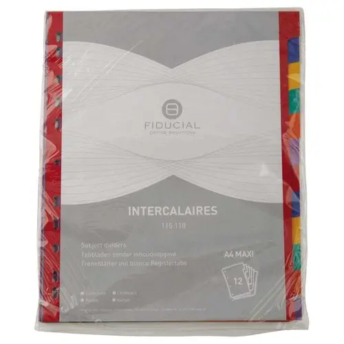 Jeu d'intercalaires carte A4 maxi 12 onglets - FIDUCIAL 