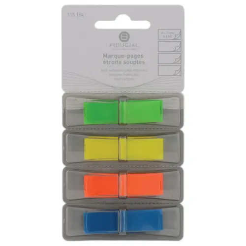 Marque-pages repositionnables 1,2 x 4,5 cm - Coloris assortis - FIDUCIAL