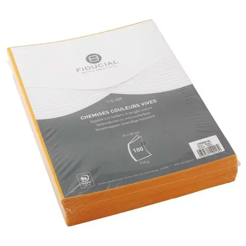 100 Chemises cartonn&eacute;es color&eacute;es - Orange - Fiducial 