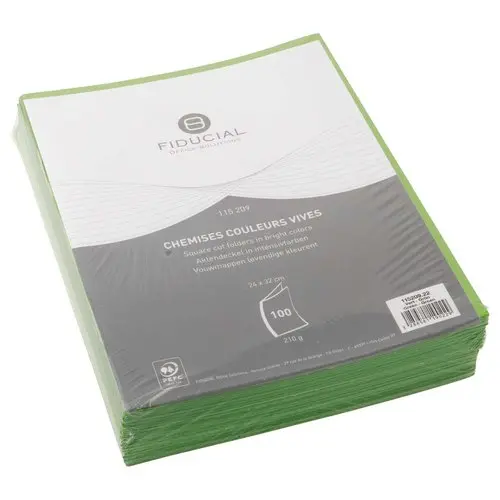 100 Chemises cartonnées colorées - Vert - Fiducial