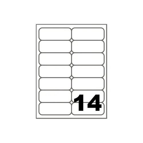 100 Planches d'étiquettes FIDUCIAL coins ronds 99,1 x38,1mm 1400 étiq/bte