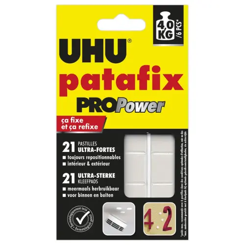 21 pastilles de Patafix PROPower - Ultra-forte - Blanc - UHU 