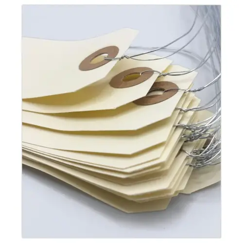 1000 Étiquettes américaines à œillet + fil de fer 80 x 38 mm