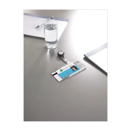 10 Porte-badges securité 2 cartes - 9x5,4 cm avec enrouleur