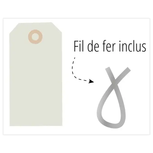 1000 Etiquettes am&eacute;ricaines &agrave; &oelig;illet + fil de fer 100 x 51 mm 