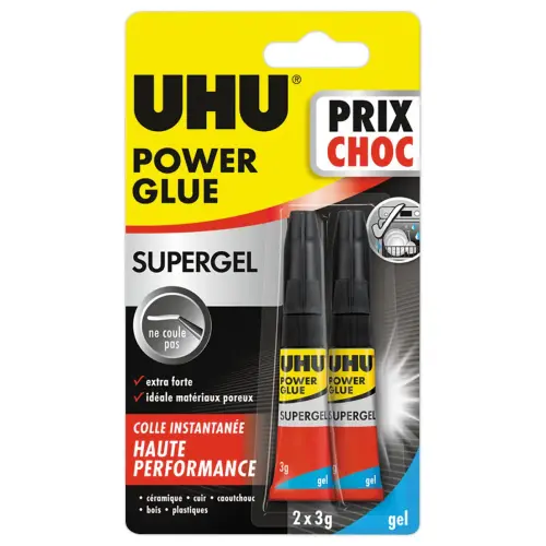 2 Colle Power Glue Supergel - Haute Performance - UHU